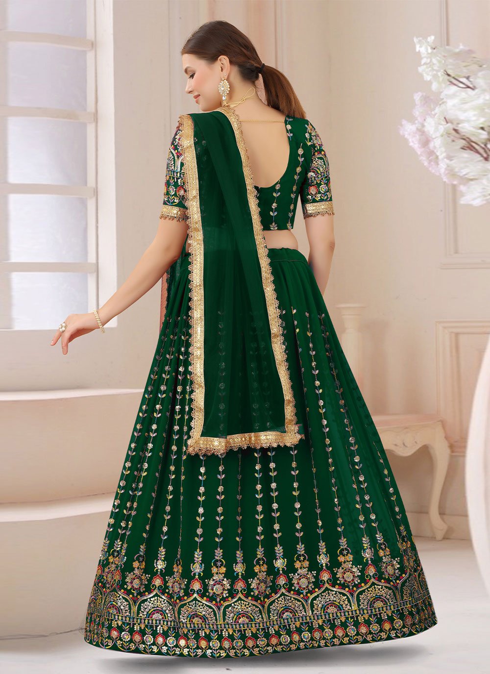 Buy Green Thread Designer Lehenga Choli 228817