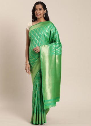Green Weaving Festival Traditional Designer Saree