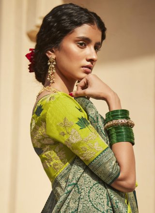 Green Weaving Silk Classic Saree