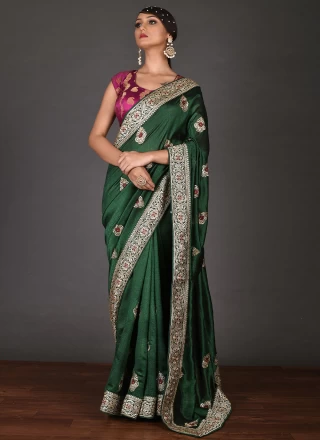 Green Weaving Silk Traditional Saree