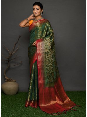 Green Weaving Traditional Saree