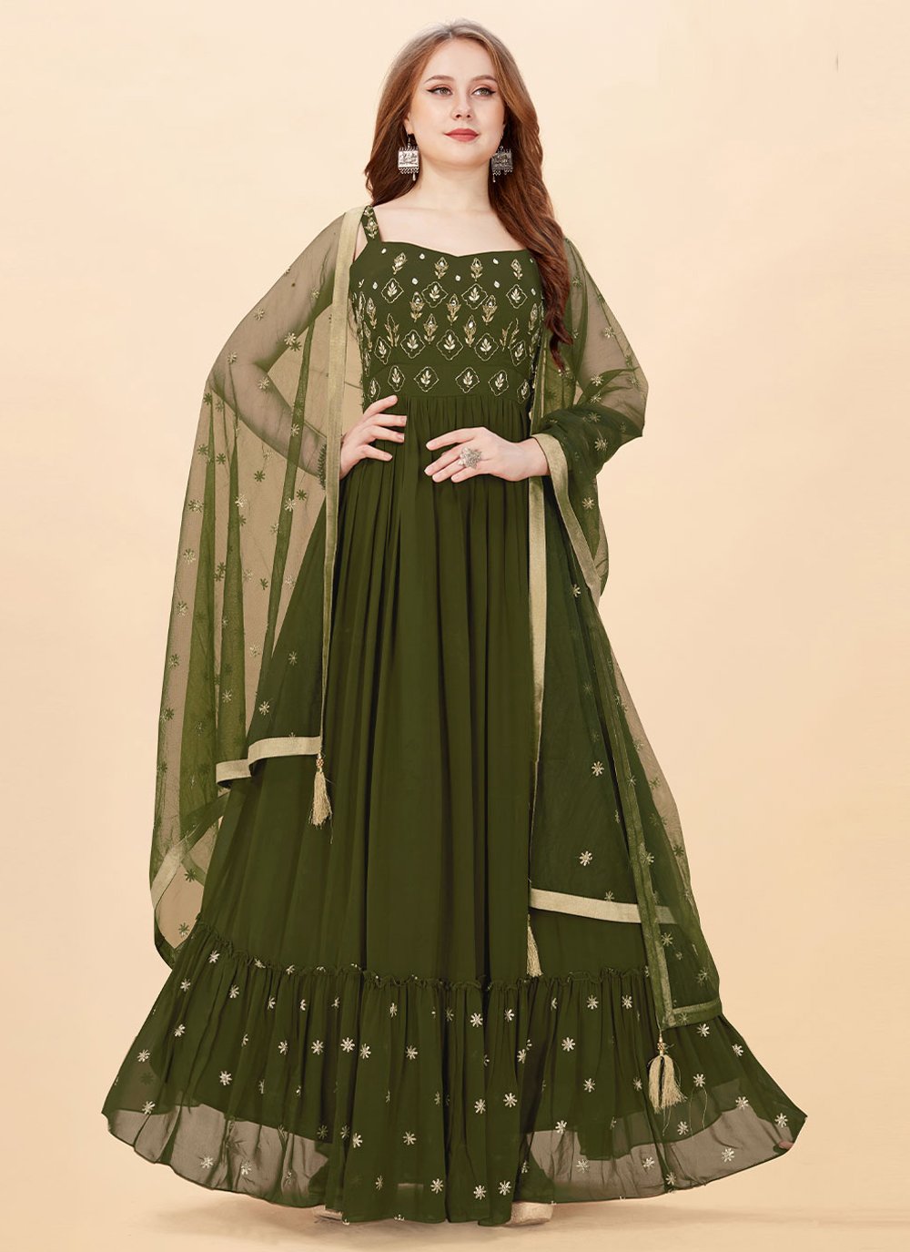 Green Wedding Layered Gown