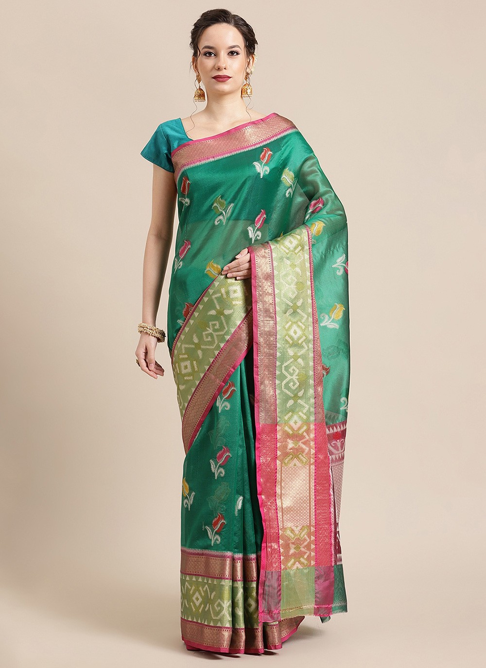 Green Woven Banarasi Silk Designer Traditional Saree