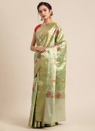 Green Woven Banarasi Silk Designer Traditional Saree