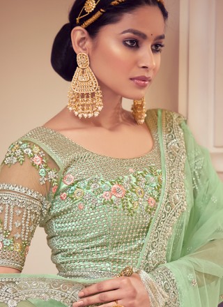 Green Zircon Ceremonial A Line Lehenga Choli