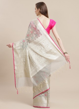 Grey Banarasi Silk Designer Traditional Saree