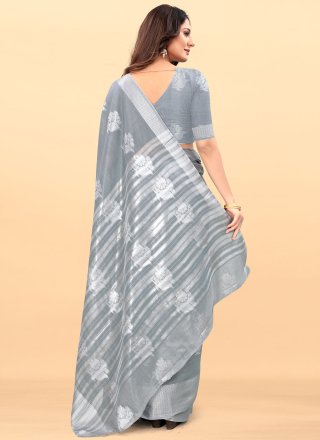 Grey Casual Cotton Designer Traditional Saree