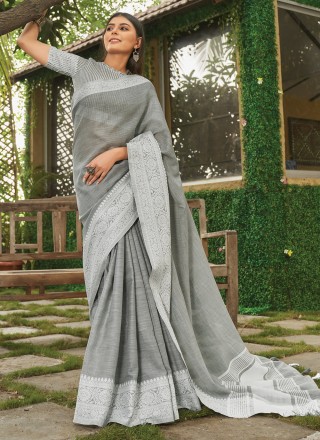 Grey Color Classic Saree