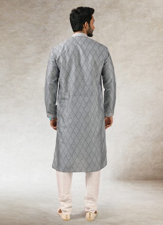 Grey Color Kurta Pyjama