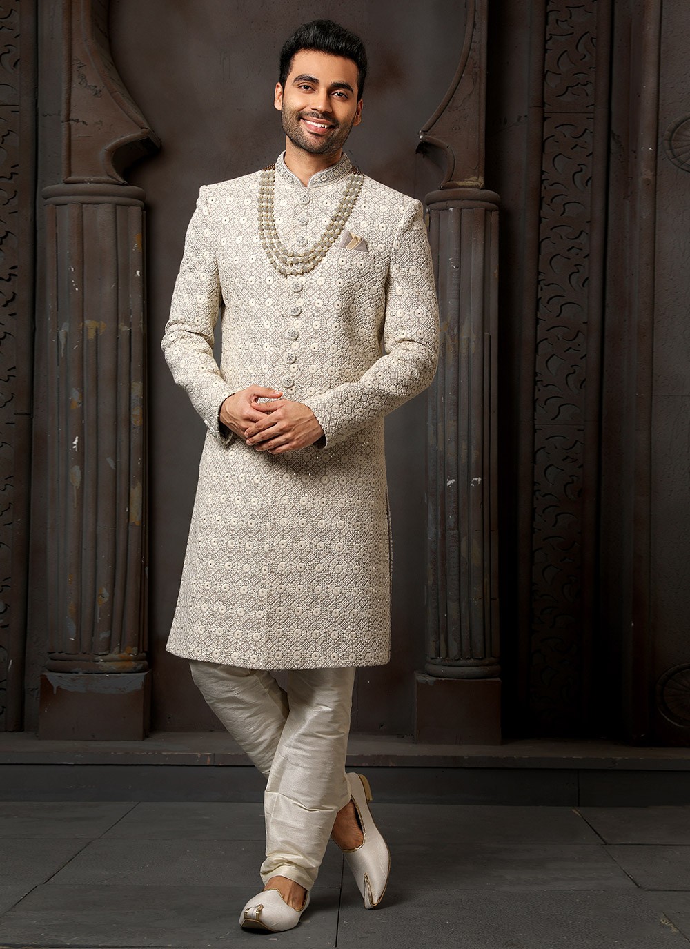 Buy Online Grey Color Sherwani : 238568