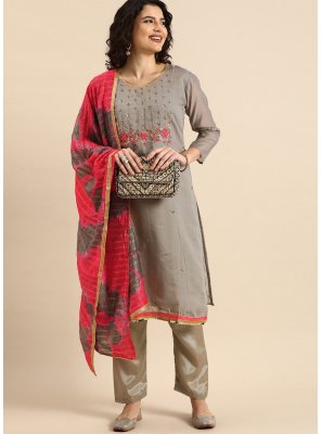 Grey Embroidered Salwar Suit
