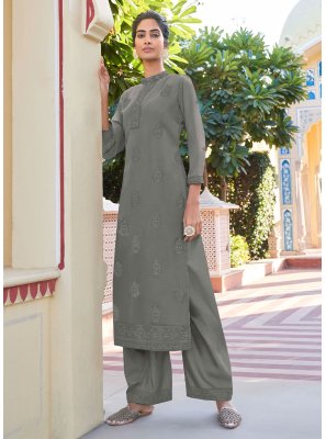 Grey Faux Georgette Party Casual Kurti