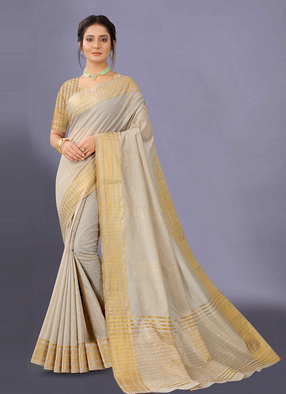 Grey Weaving Cotton Silk Designer Traditional Saree