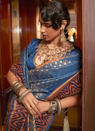 Handloom silk Blue Classic Saree