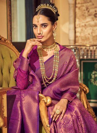 Handloom silk Purple Classic Saree