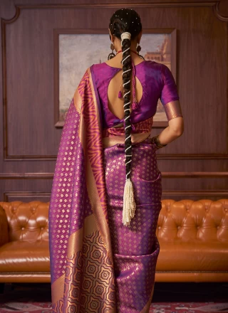 Handloom silk Saree in Purple