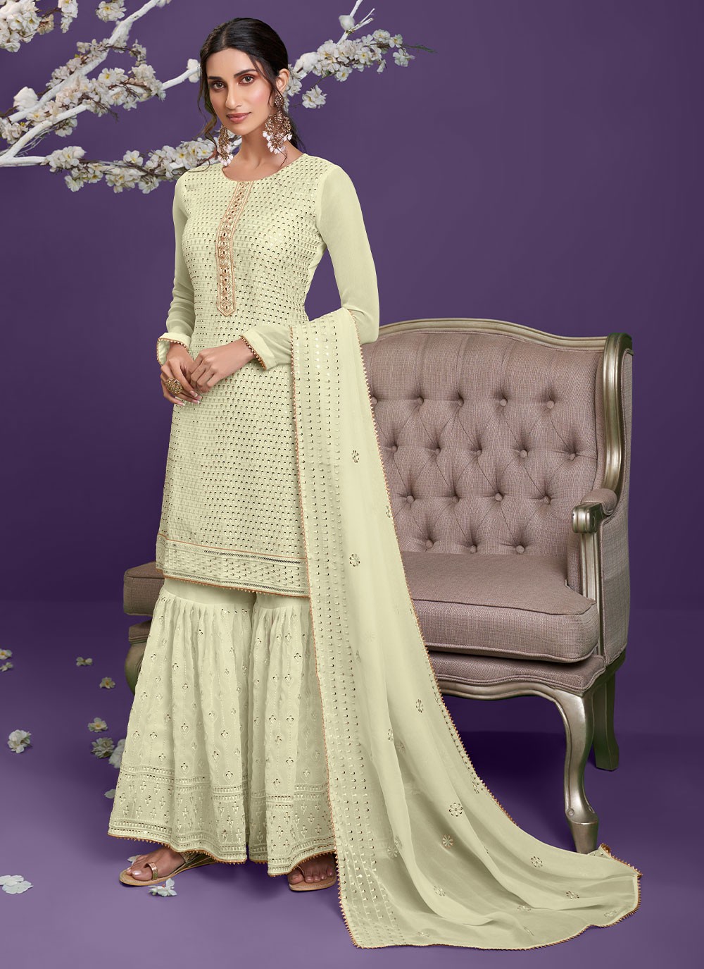 Cream Color Salwar Suit at Rs 2200 in Delhi | ID: 4380472373