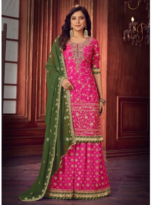 Hot Pink Embroidered Trendy Designer Salwar Kameez