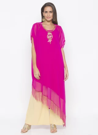 Hot Pink Georgette Readymade Suit