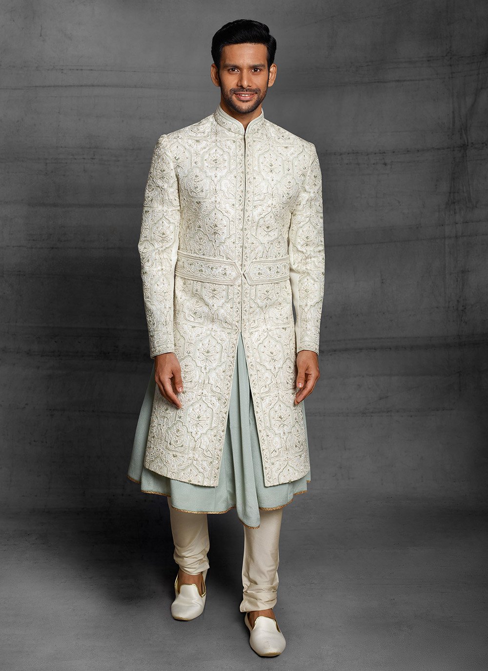 Silver sherwani outlet