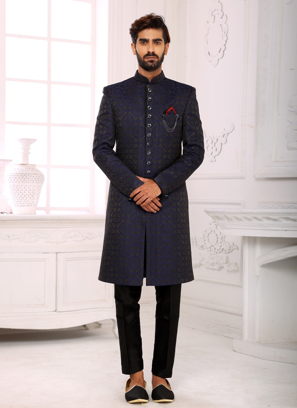 Navy sherwani hotsell