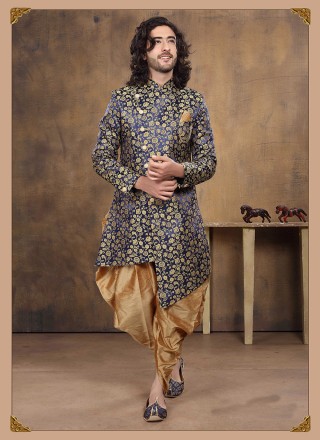 Indo Western Embroidered Imported in Blue
