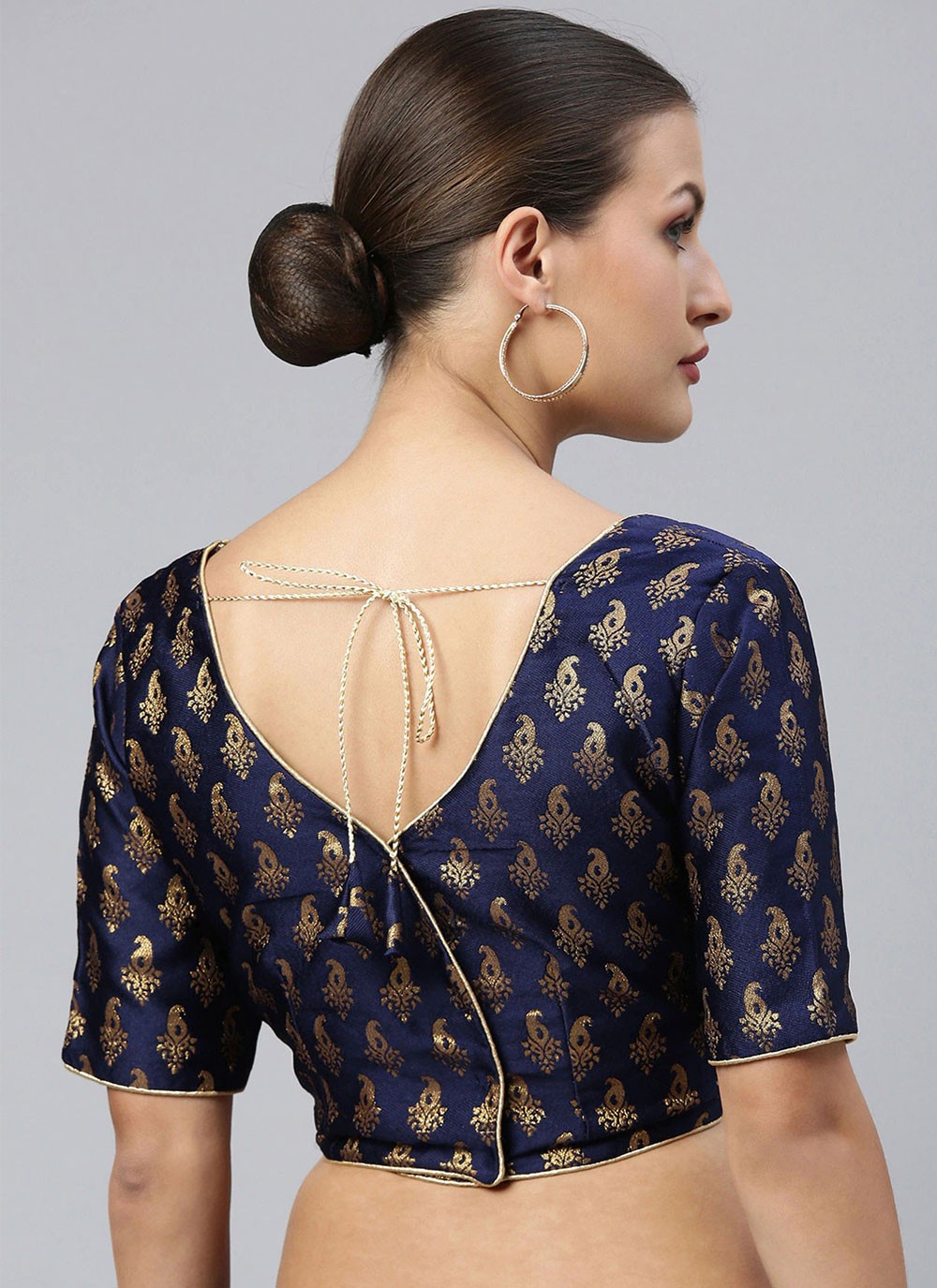 bluelea Embroidery jacquard blouse Buy Jacquard Navy Blue Blouse