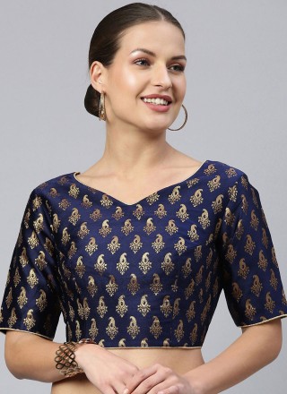 Jacquard Navy Blue Blouse