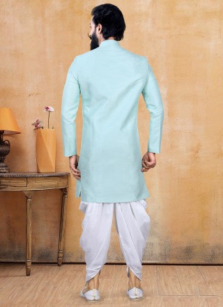 Jacquard Silk Turquoise Fancy Dhoti Kurta