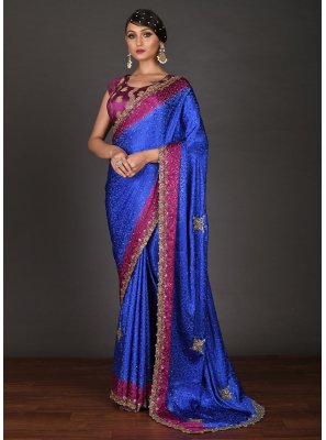 Jacquard Silk Weaving Navy Blue Classic Saree