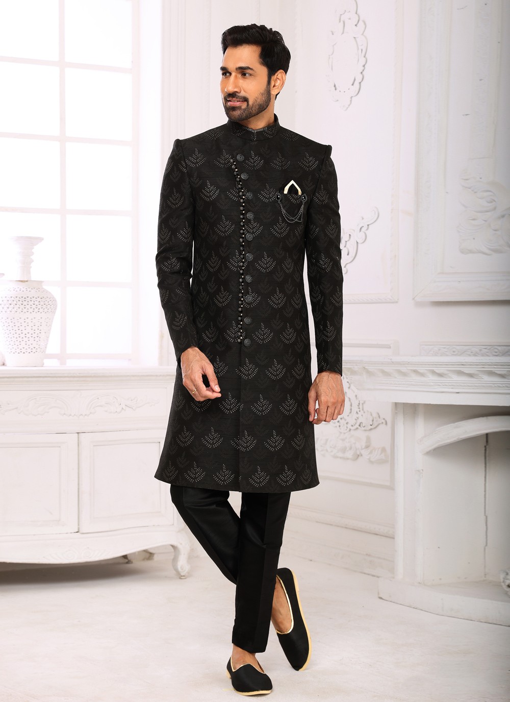 Indo western black 2025 kurta pajama