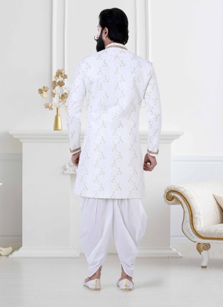 Jacquard Woven Indo Western in White