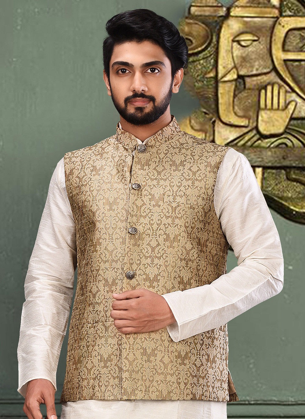 Beige colour deals nehru jacket