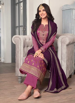 Jasmin Bhasin Mauve  Faux Georgette Swarovski Designer Pakistani Salwar Suit