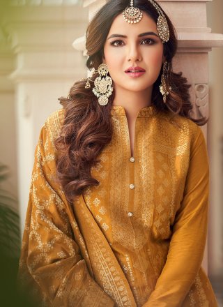 Jasmin Bhasin Renowned Mustard Designer Pakistani Salwar Suit