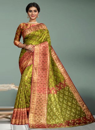 Kanchipuram Silk Handwork Green Classic Saree