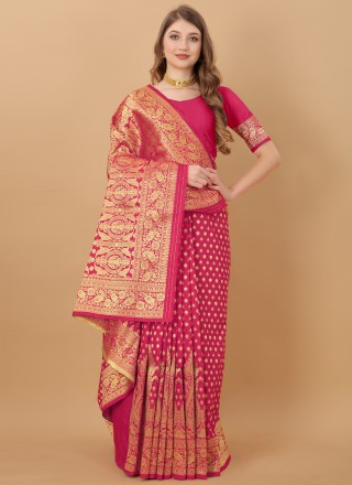 Kanchipuram Silk Pink Classic Designer Saree