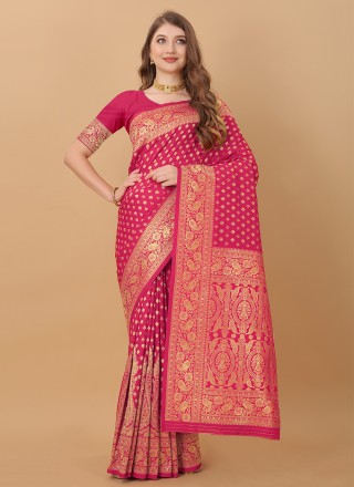 Kanchipuram Silk Pink Classic Designer Saree
