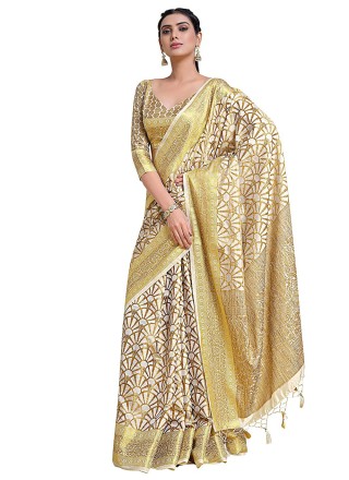 Kanjivaram Silk Classic Designer Saree in Off White
