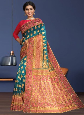 Kanjivaram Silk Embroidered Classic Saree in Multi Colour
