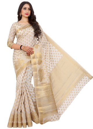 Kanjivaram Silk Off White Classic Saree
