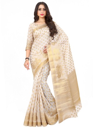 Kanjivaram Silk Off White Classic Saree