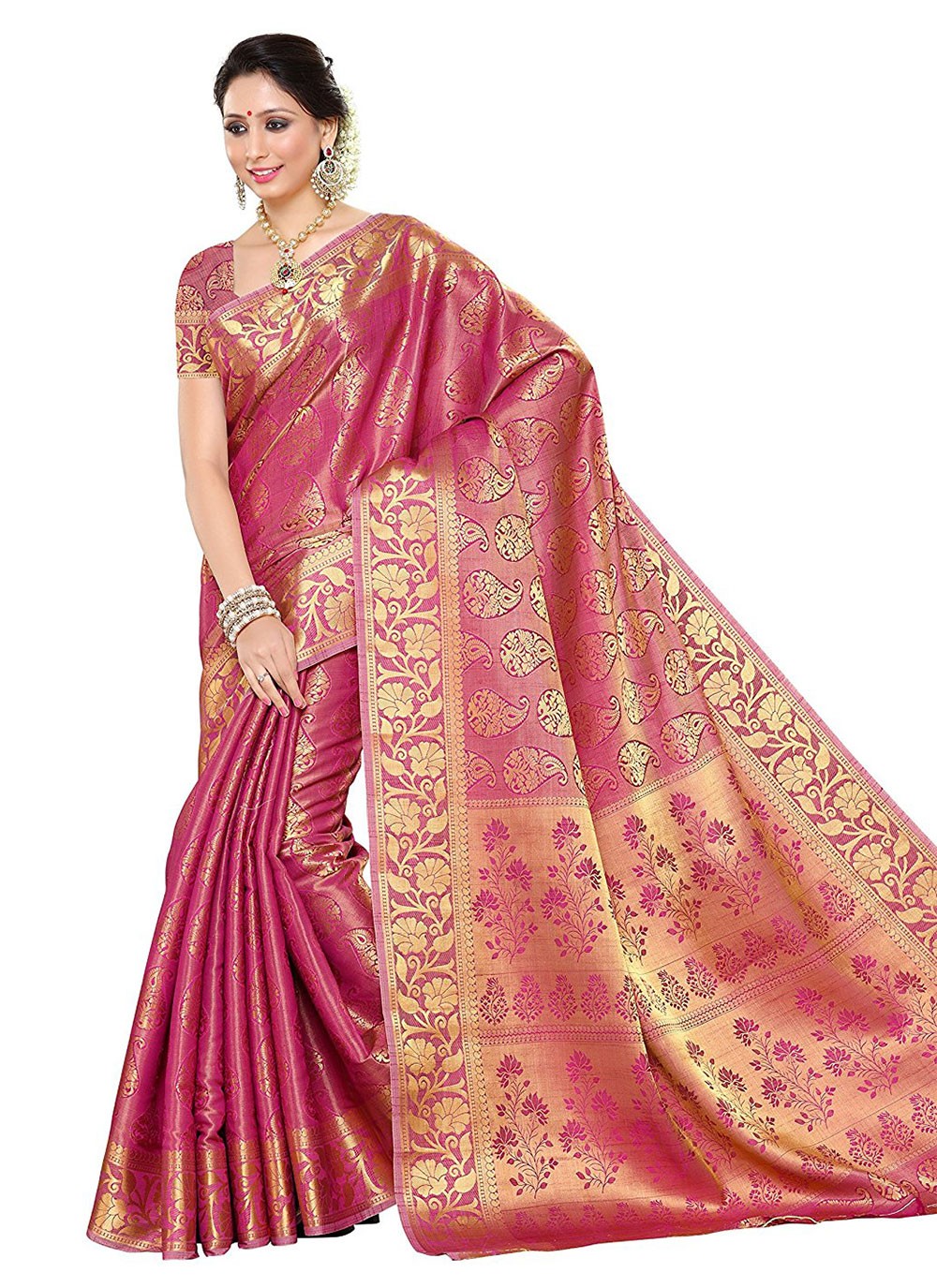 Kanjivaram Silk Pink Contemporary Saree