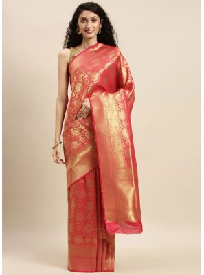 Kanjivaram Silk Pink Designer Traditional Saree