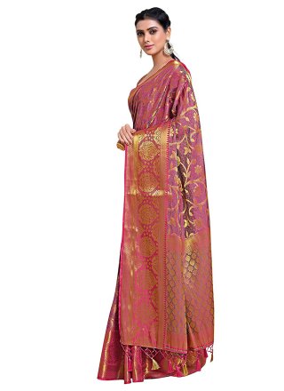 Kanjivaram Silk Pink Zari Classic Designer Saree