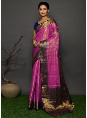 Kanjivaram Silk Purple Weaving Contemporary Style Saree