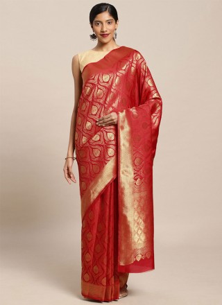 Kanjivaram Silk Red Weaving Traditional Designer Saree