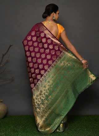 Kanjivaram Silk Weaving Maroon Classic Saree