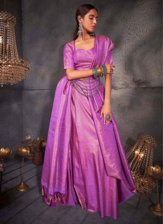 Kanjivaram Silk Woven Saree in Purple