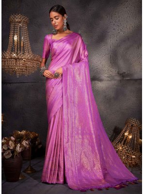 Kanjivaram Silk Woven Saree in Purple